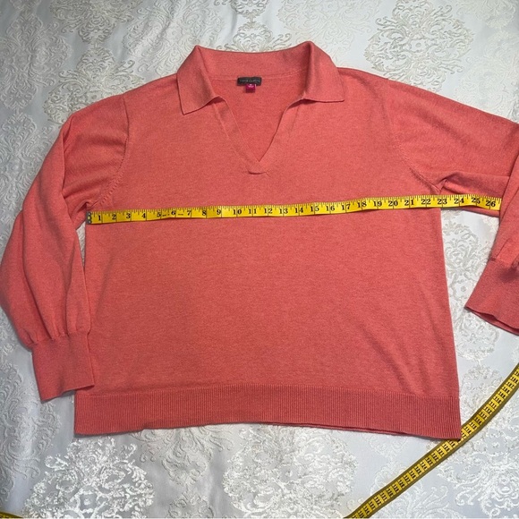 Vince Camuto Collared Vneck Sweater Coral Size XL - Picture 5 of 7